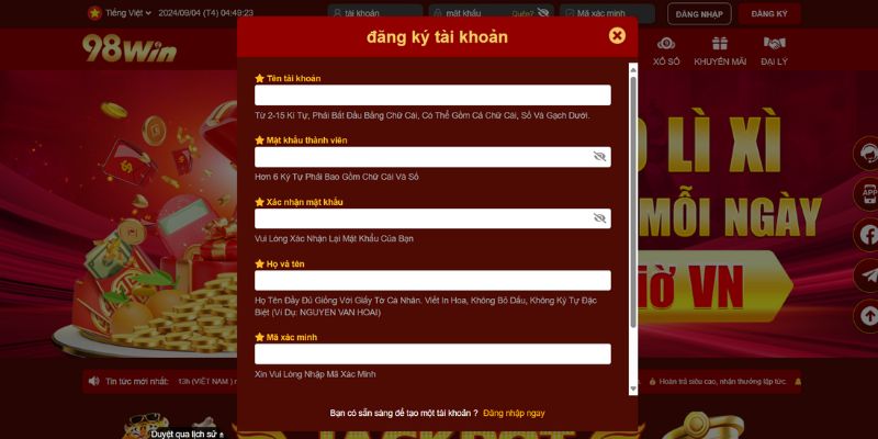Các bước tham gia game bài 98Win hiệu quả